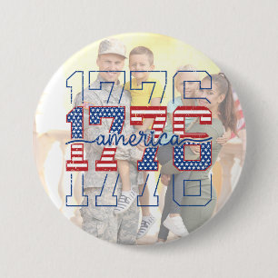 Badge Rond 7,6 Cm Étoiles et bandes personnalisées 1776 Anniversaire