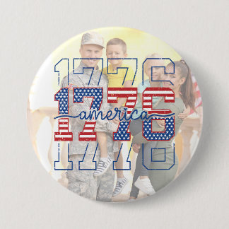 Badge Rond 7,6 Cm Étoiles et bandes personnalisées 1776 Anniversaire