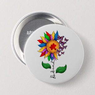 Badge Rond 7,6 Cm Être un tournesol-Sensibilisation sur l'autisme