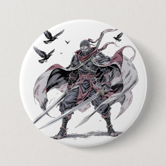Badge Rond 7,6 Cm Étui de téléphone Ninja cramoisi