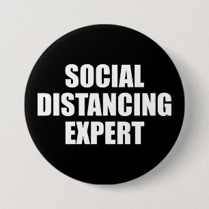 Badge Rond 7,6 Cm Expert Distances Sociales Introduire La Grippe Ant