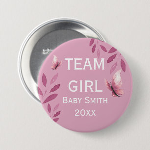 Badge Rond 7,6 Cm Exposé du genre Team Girl aquarelle rose florale