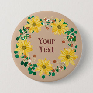 Badge Rond 7,6 Cm Express votre style avec stylo à couronne fleurie