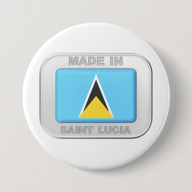 Badge Rond 7,6 Cm Fabriqué à Sainte-Lucie (Devant)