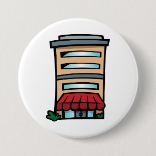 Badge Rond 7,6 Cm Façade de magasin et immeuble de bureaux
