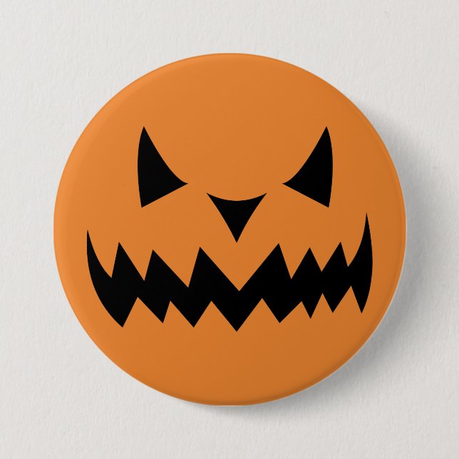 Badge Rond 7,6 Cm Face Citrouille Halloween (Devant)