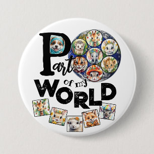Badge Rond 7,6 Cm Faisant partie de mon monde Terre Planète Animaux