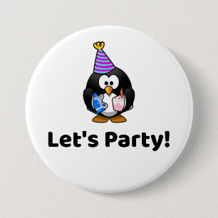 Badge Rond 7,6 Cm Faisons la fête ! Pingouin