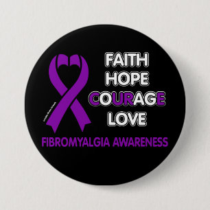 Badge Rond 7,6 Cm Faith Hope Courage Love...Fibro