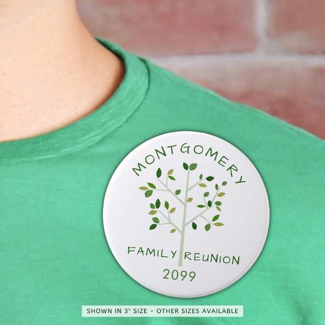 Badge Rond 7,6 Cm Family Reunion Green Family Tree Personnalisé (Créateur téléchargé)