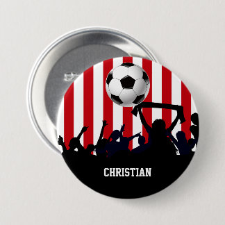 Badge Rond 7,6 Cm Fans de football et de football rouge et blanc