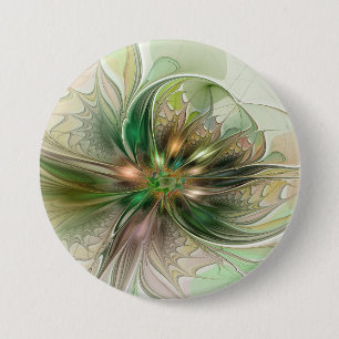 Badge Rond 7,6 Cm Fantaisie Abstraite Moderne Fleur Fractale Colorée