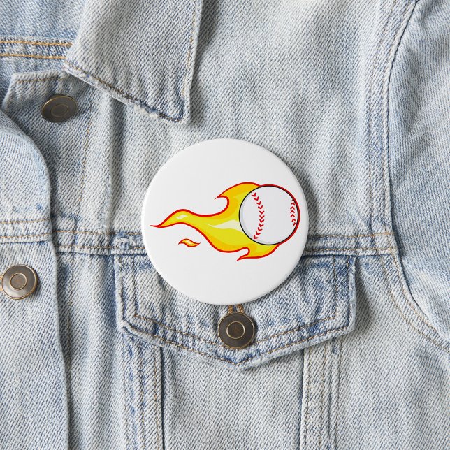 Badge Rond 7,6 Cm Fastball Flame Baseball Sports (Créateur téléchargé)