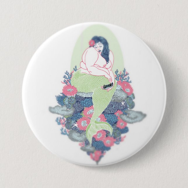 Badge Rond 7,6 Cm Fat Mermaid Botton (Devant)