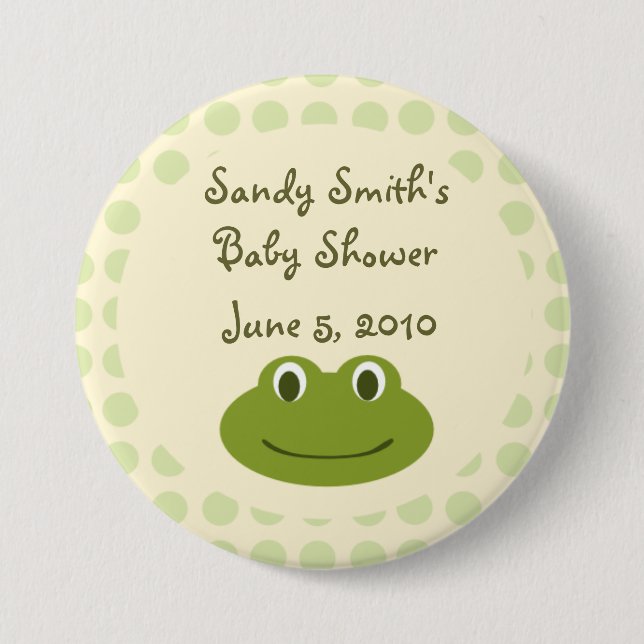 Badge Rond 7,6 Cm Faveurs crèmes et vertes de bouton de baby shower (Devant)