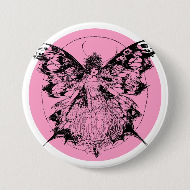 Badge Rond 7,6 Cm Fée (Devant)