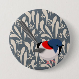 Badge Rond 7,6 Cm Fée bleue et rouge