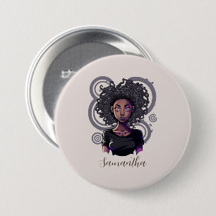 Badge Rond 7,6 Cm Femme afro magique