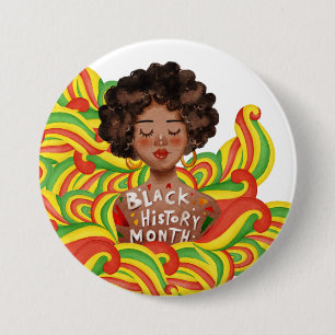 Badge Rond 7,6 Cm Femme afro   Mois de l'histoire des Noirs