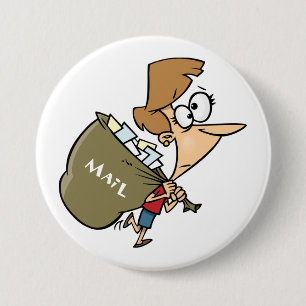 Badge Rond 7,6 Cm Femme drôle portant un lourd sac de courrier