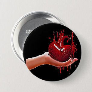 Badge Rond 7,6 Cm femmes main tenant sang coeur goth horreur d'horre