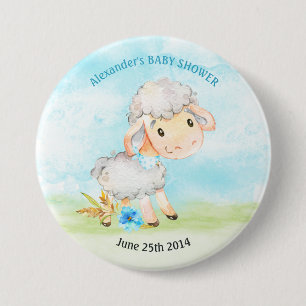 Badge Rond 7,6 Cm Ferme de Baby shower de moutons pour garçons d'aqu