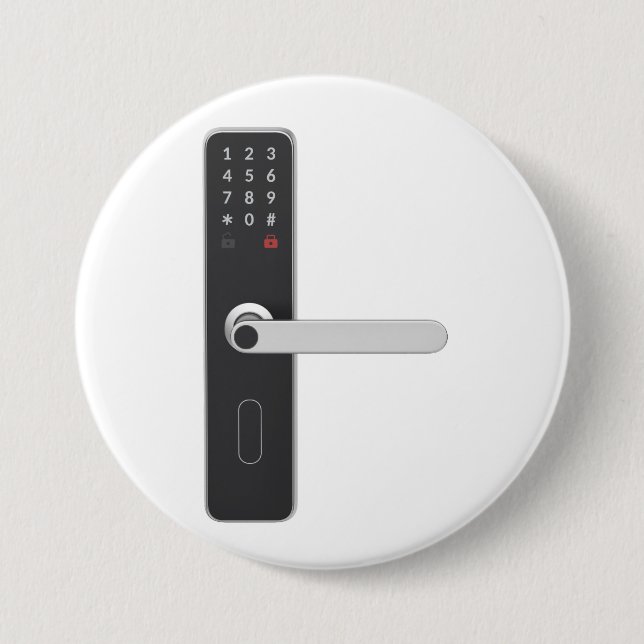 Badge Rond 7,6 Cm Fermeture de porte intelligente avec clavier et do (Devant)