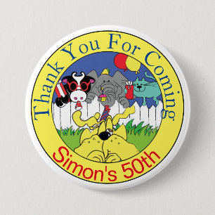 Badge Rond 7,6 Cm Fête Animaux amusants Anniversaire Fête