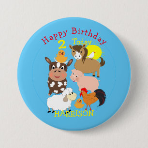 Badge Rond 7,6 Cm Fête Anniversaire de enfant à thème des animaux