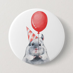 Badge Rond 7,6 Cm Fête avec chinchilla