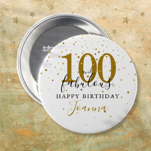 Badge Rond 7,6 Cm Fête d'anniversaire 100 ans et fabuleuse or noir