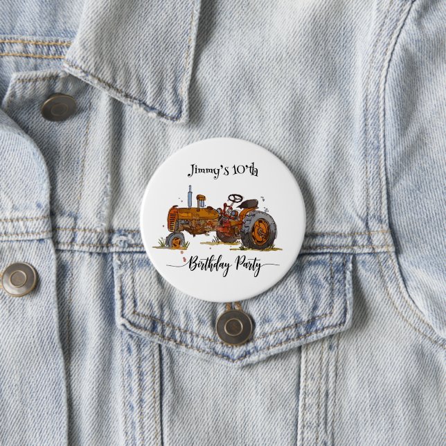 Badge Rond 7,6 Cm Fête d'anniversaire de garçons avec design de trac (En situation)