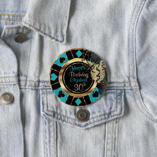 Badge Rond 7,6 Cm Fête d'anniversaire de Las Vegas - Turquoise