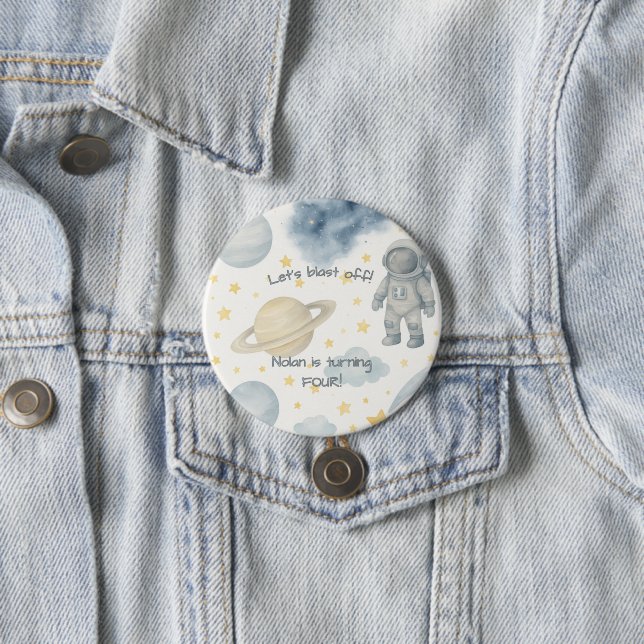 Badge Rond 7,6 Cm Fête d'anniversaire de l'espace cosmique | Rockets (En situation)