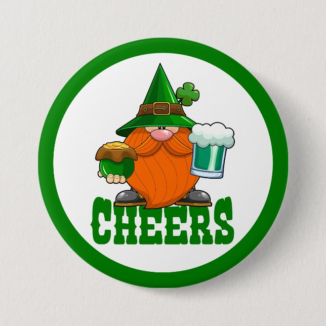 Badge Rond 7,6 Cm Fête de la St Patrick Leprechaun (Devant)