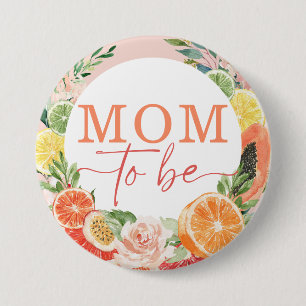 Badge Rond 7,6 Cm Fête de mariage tropicale Citrus Maman à venir