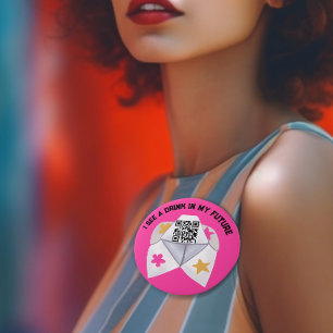 Badge Rond 7,6 Cm Fête des années 90 Hot Pink Acheter un verre QR Co
