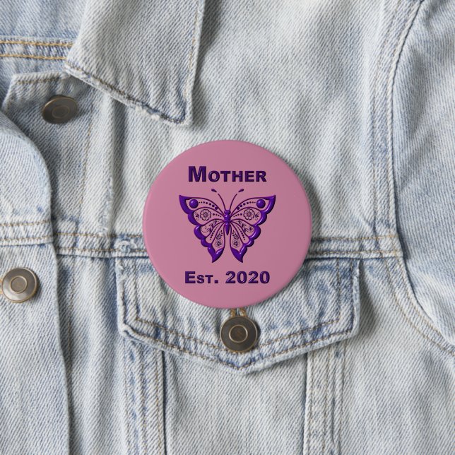 Badge Rond 7,6 Cm Fête des mères pour la mère "Est 2020" (En situation)