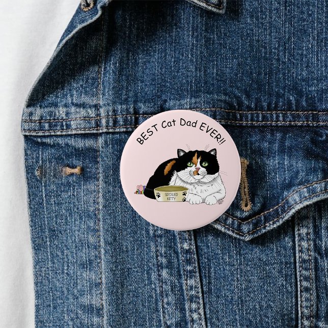 Badge Rond 7,6 Cm Fête des pères Calico Cat (Créateur téléchargé)