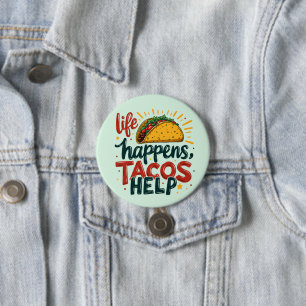 Badge Rond 7,6 Cm Fête drôle d'amateur de tacos nourriture humour ar