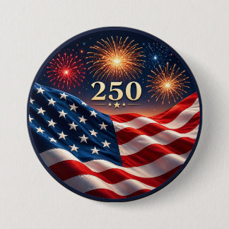 Badge Rond 7,6 Cm Fête du drapeau des feux d'artifice patriotiques d