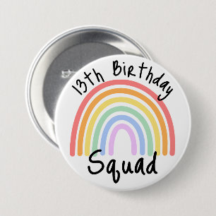 Badge Rond 7,6 Cm Fête, Entièrement Personnalisable, Rainbow Birthda