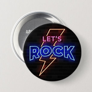 Badge Rond 7,6 Cm Feu de foudre rock