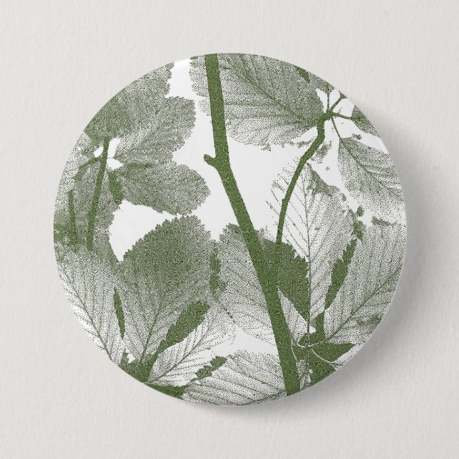 BADGE ROND 7,6 CM FEUILLES ARBRES VERTS (Devant)