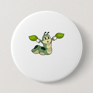 Badge Rond 7,6 Cm Feuilles Caterpillar
