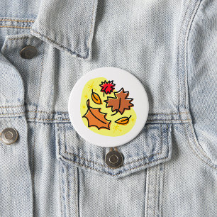 Badge Rond 7,6 Cm Feuilles d'automne Tombe Coloré Art de la feuille 