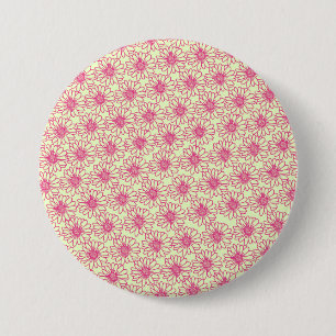 Badge Rond 7,6 Cm Field of Daisies Button, Pink Flowers