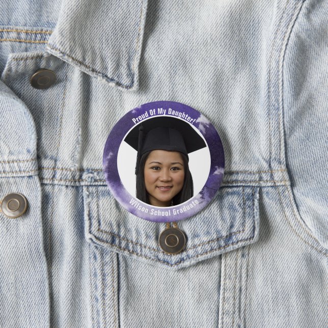 Badge Rond 7,6 Cm Fier de votre pourpre licencié de bouton de photo (En situation)