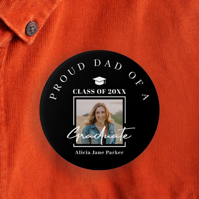 Badge Rond 7,6 Cm Fier maman personnalisée texte diplômé photo noir (Créateur téléchargé)