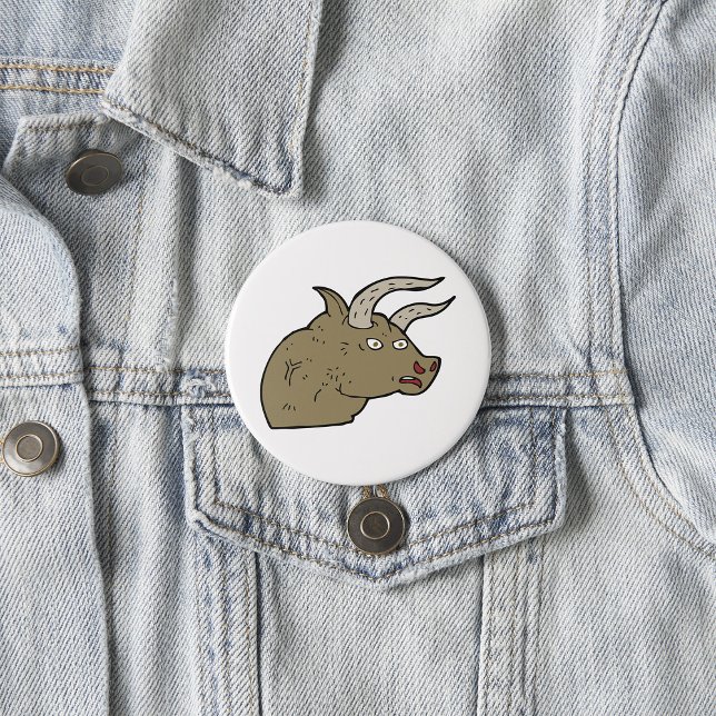 Badge Rond 7,6 Cm Fierce Angry Bull Head Rustic Wild Animal (Créateur téléchargé)